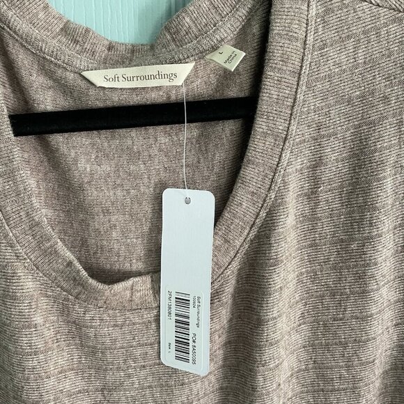 Soft Surroundings Clio Long Sleeve Maxi Dress Large Brown Heather Rib Knit 2FM13 - Picture 3 of 9